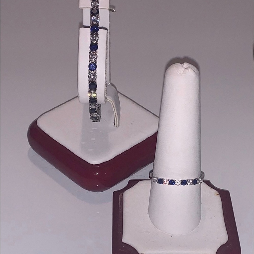 Elegant Blue and white sapphire diamonluxe bracelet MSRP 550.00 and ring size 10